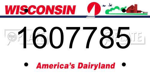 1607785 Wisconsin License Plate