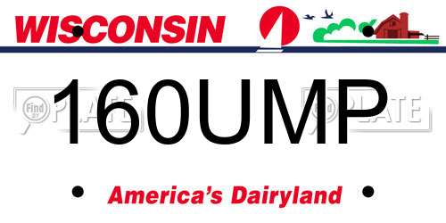 160UMP Wisconsin License Plate