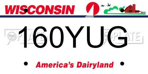 160YUG Wisconsin License Plate