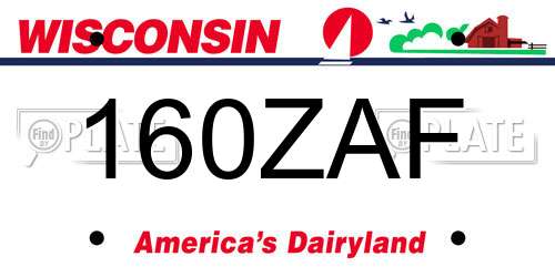 160ZAF Wisconsin License Plate