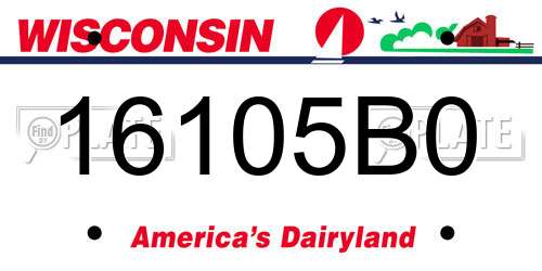 16105B0 Wisconsin License Plate