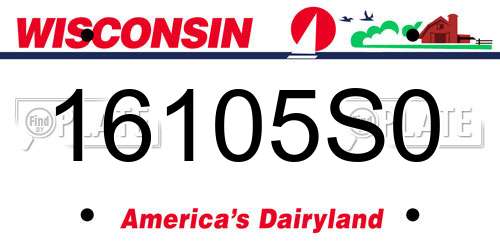 16105S0 Wisconsin License Plate