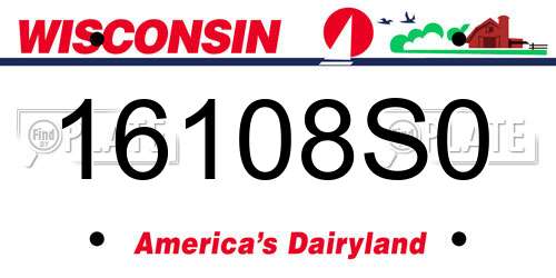 16108S0 Wisconsin License Plate