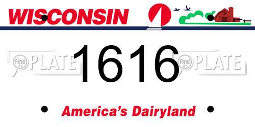 1616 Wisconsin License Plate