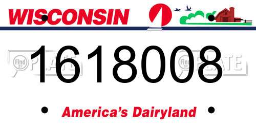1618008 Wisconsin License Plate