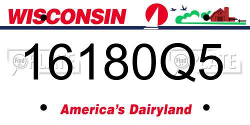 16180Q5 Wisconsin License Plate