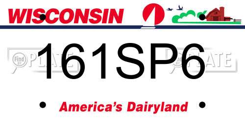 161SP6 Wisconsin License Plate