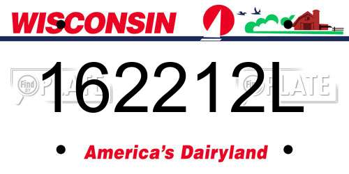 162212L Wisconsin License Plate