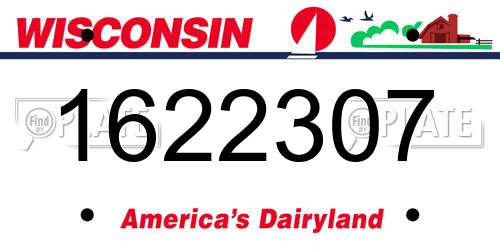 1622307 Wisconsin License Plate