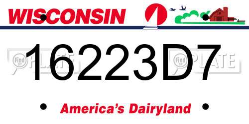 16223D7 Wisconsin License Plate