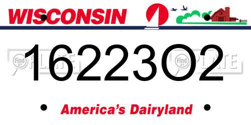 16223O2 Wisconsin License Plate