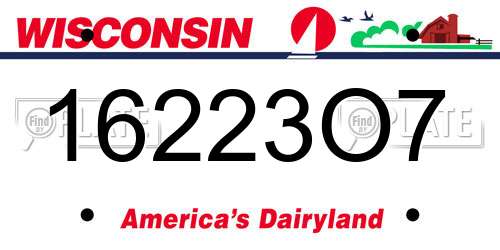 16223O7 Wisconsin License Plate