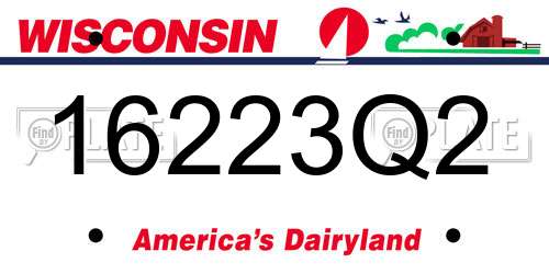 16223Q2 Wisconsin License Plate