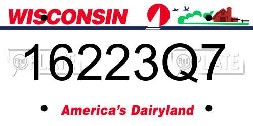 16223Q7 Wisconsin License Plate