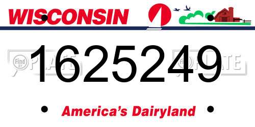 1625249 Wisconsin License Plate