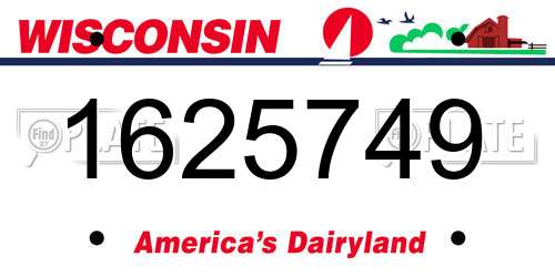1625749 Wisconsin License Plate