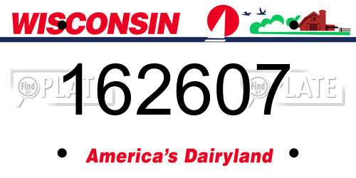162607 Wisconsin License Plate