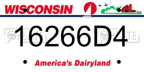 16266D4 Wisconsin License Plate