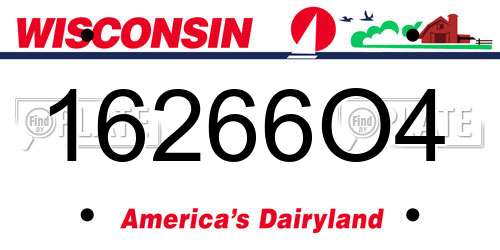 16266O4 Wisconsin License Plate