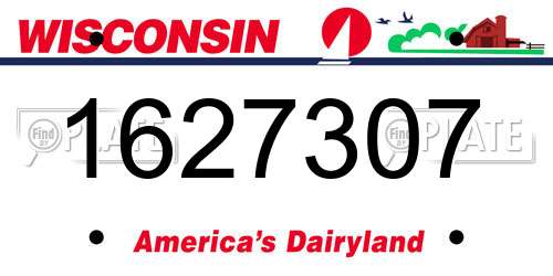 1627307 Wisconsin License Plate