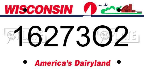 16273O2 Wisconsin License Plate