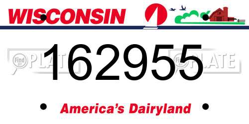 162955 Wisconsin License Plate