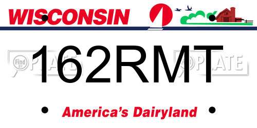 162RMT Wisconsin License Plate