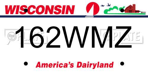 162WMZ Wisconsin License Plate