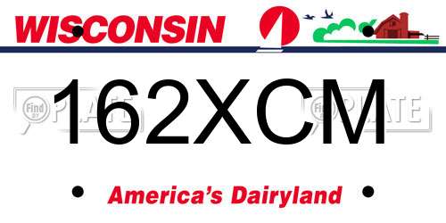 162XCM Wisconsin License Plate