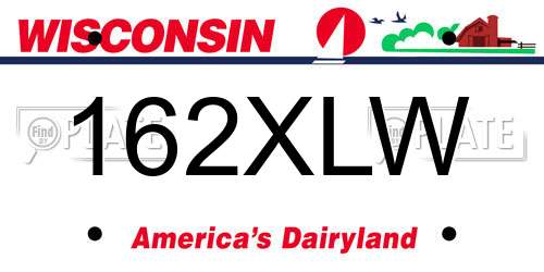 162XLW Wisconsin License Plate