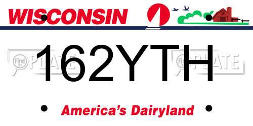 162YTH Wisconsin License Plate