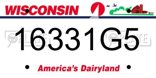 16331G5 Wisconsin License Plate