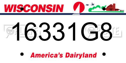16331G8 Wisconsin License Plate