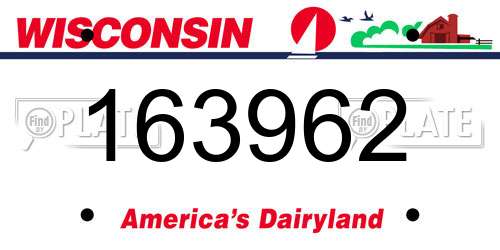 163962 Wisconsin License Plate