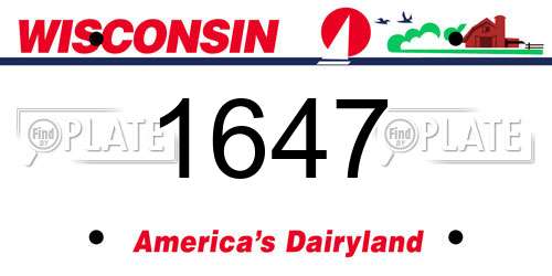 1647 Wisconsin License Plate