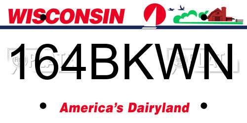 164BKWN Wisconsin License Plate