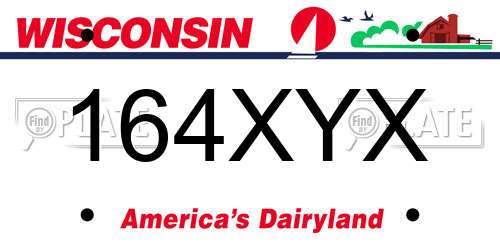 164XYX Wisconsin License Plate