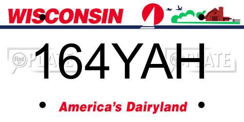 164YAH Wisconsin License Plate
