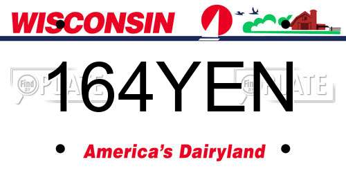 164YEN Wisconsin License Plate