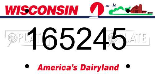 165245 Wisconsin License Plate