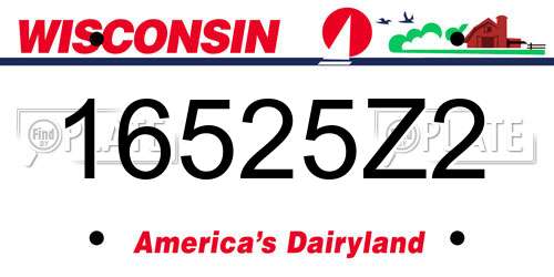 16525Z2 Wisconsin License Plate
