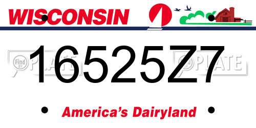 16525Z7 Wisconsin License Plate