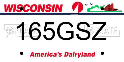165GSZ Wisconsin License Plate