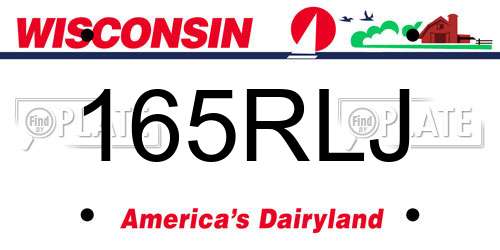 165RLJ Wisconsin License Plate