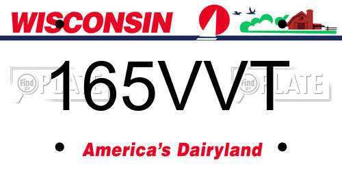 165VVT Wisconsin License Plate
