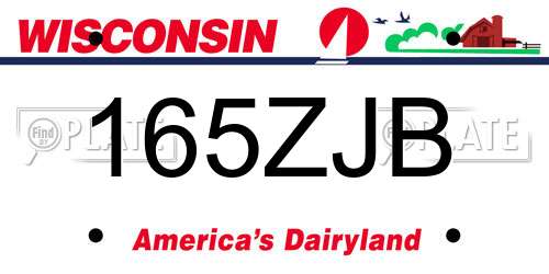 165ZJB Wisconsin License Plate