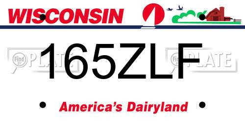165ZLF Wisconsin License Plate