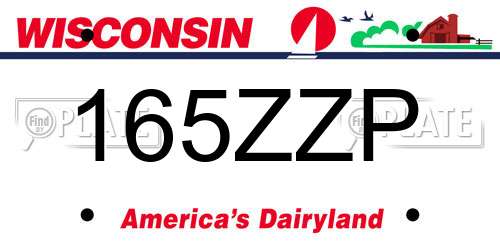 165ZZP Wisconsin License Plate