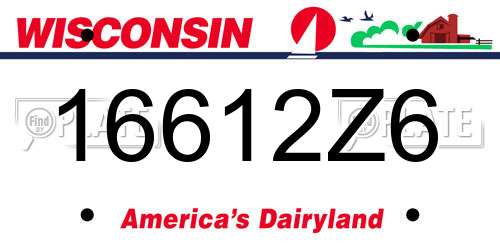 16612Z6 Wisconsin License Plate