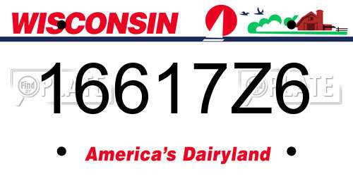 16617Z6 Wisconsin License Plate